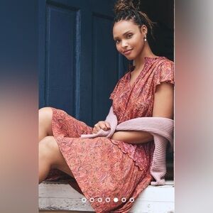 NWT Size M - By Anthropologie Ruffle Sleeve Dress